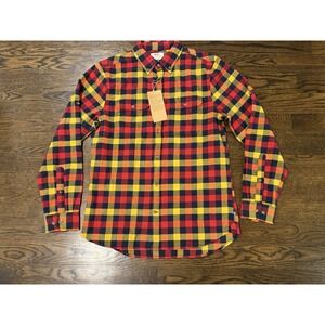 Fjallraven New Flannel Shirt Mens XL Red Plaid Skog Slim Fit Long Sleeve Outdoor